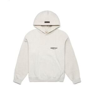 (M) NWT $250 Fear of God Essentials Hoodie Light Oatmeal Pullover Fleece‎